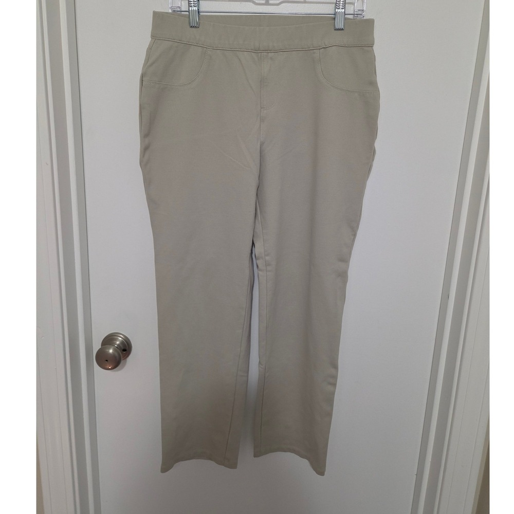 Style & Co Womens Petite Large Beige Pull On Straight Leg Stretch Pants PL